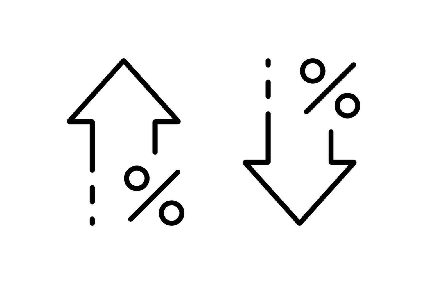 procent pil ikon uppsättning. redigerbar stroke. vektor illustration design.