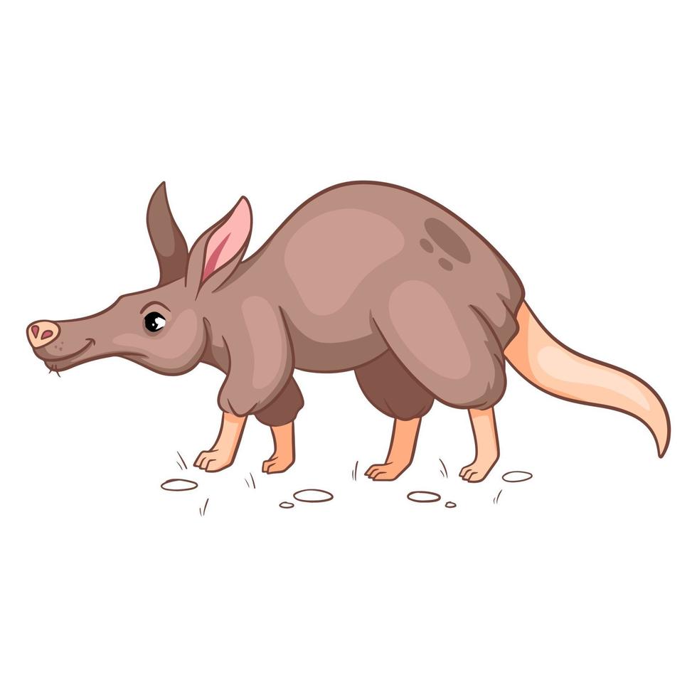 djur karaktär rolig aardvark i tecknad stil. barns illustration. vektor