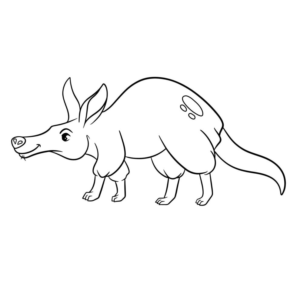 djurkaraktär rolig aardvark i radstil. barns illustration. vektor