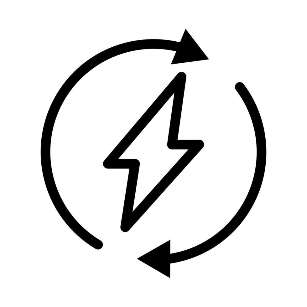 vektor svart linje ikon förnybar elektricitet isolerat på vit bakgrund