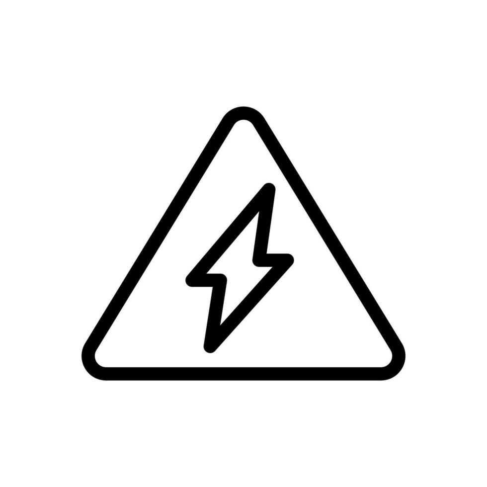 vektor linje ikon elektricitet tecken i en triangel isolerat på vit bakgrund
