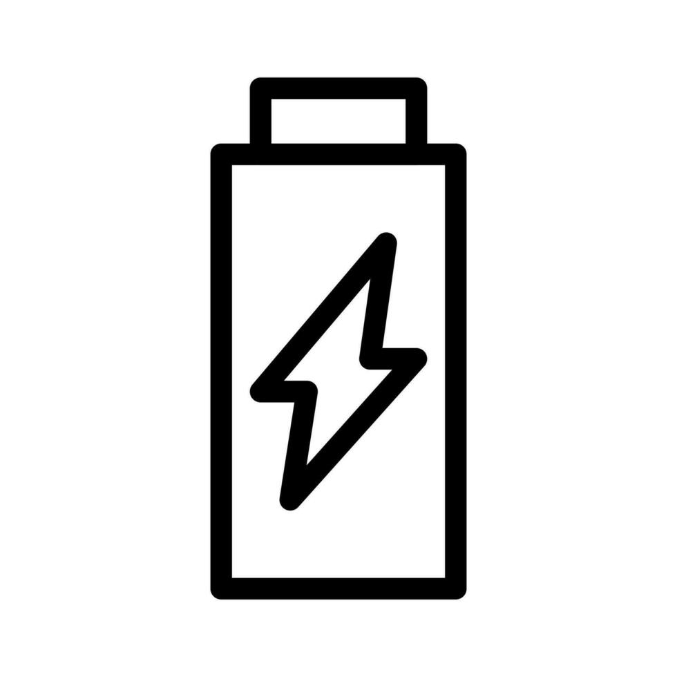 Vektor schwarz Linie Symbol Batterie mit Elektrizität Zeichen isoliert auf Weiß Hintergrund