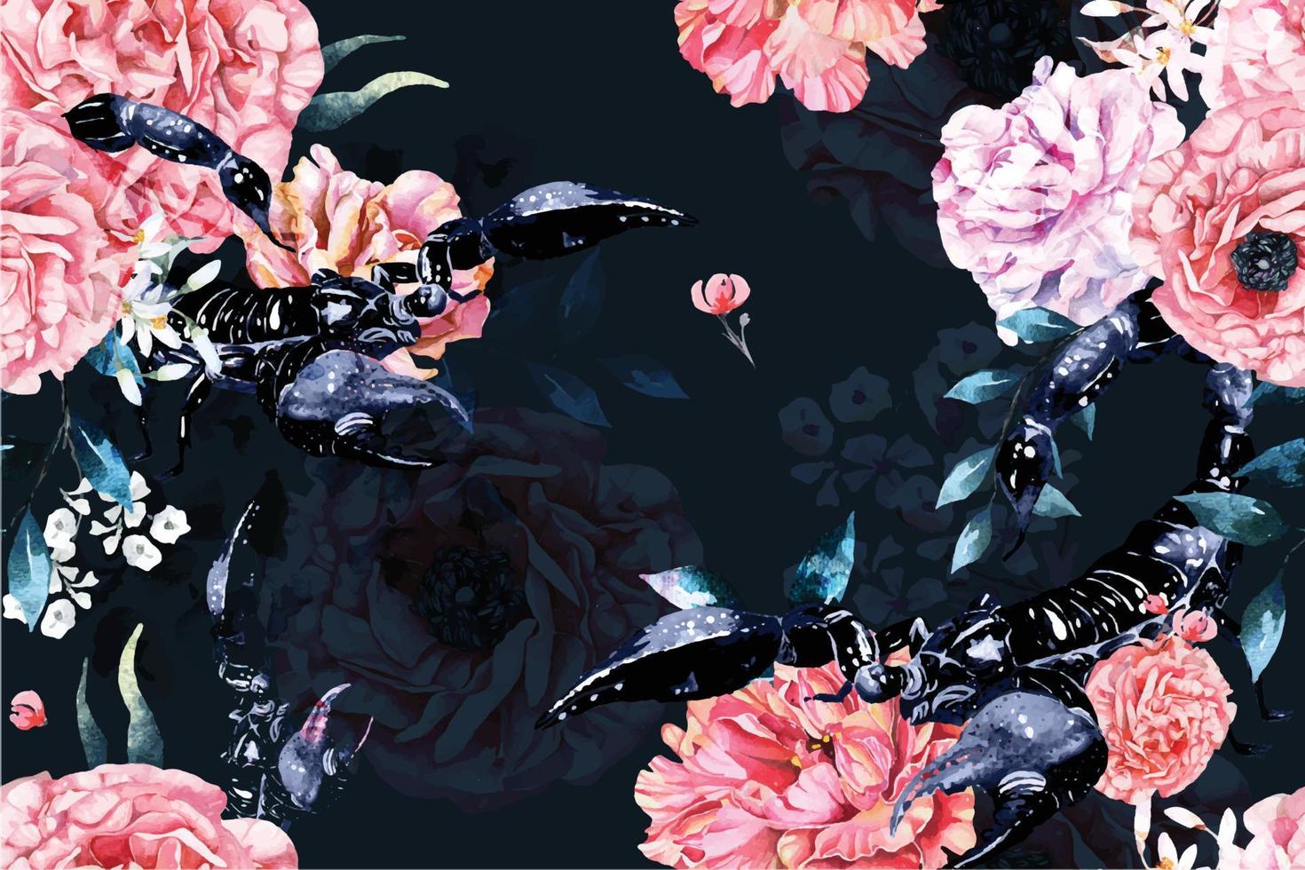 sömlöst mönster av blommande blommor med akvarell 8 vektor