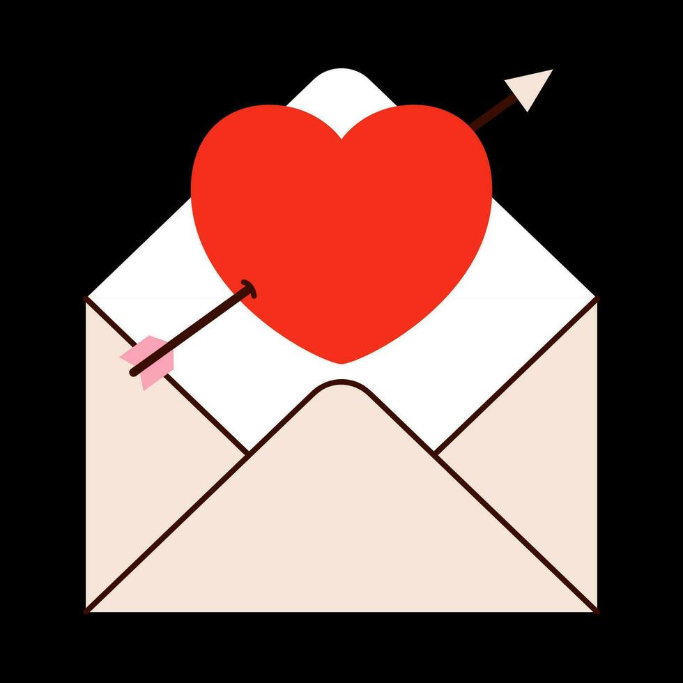 kärlek brev kuvert valentines dag minimal kärlek brev vektor illustration.