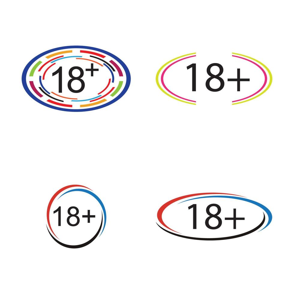 18 plus ikon symbol vektor illustration formgivningsmall