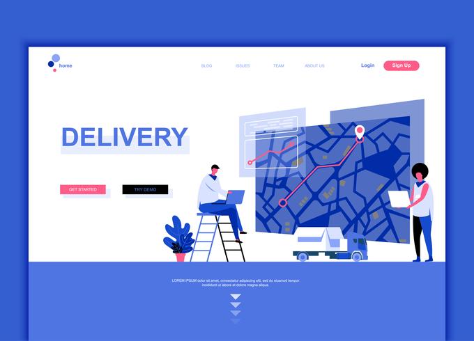Modern platt webbdesign mall koncept för Worldwide Delivery vektor