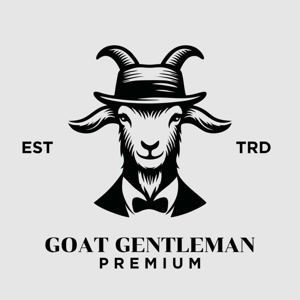 Ziege Gentleman Jahrgang Logo Symbol Design vektor