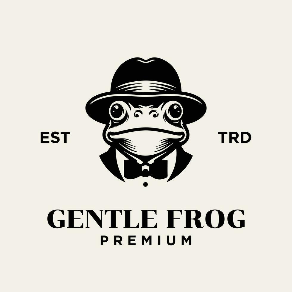 Frosch Gentleman Jahrgang Logo Symbol Design vektor