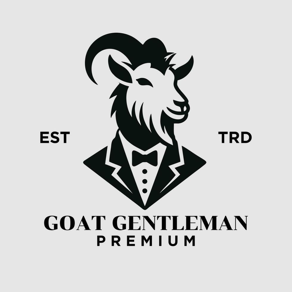 Ziege Gentleman Jahrgang Logo Symbol Design vektor