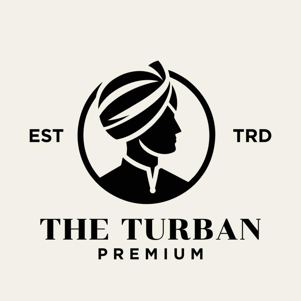 turban manlig huvud logotyp ikon design illustration vektor