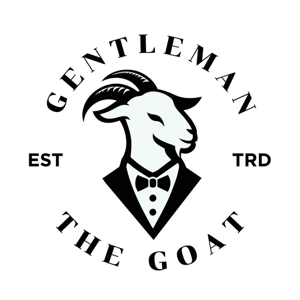 Ziege Gentleman Jahrgang Logo Symbol Design vektor