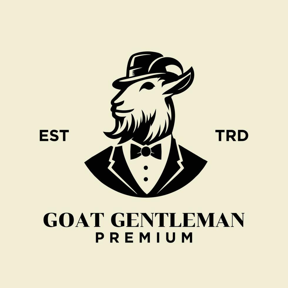 Ziege Gentleman Jahrgang Logo Symbol Design vektor