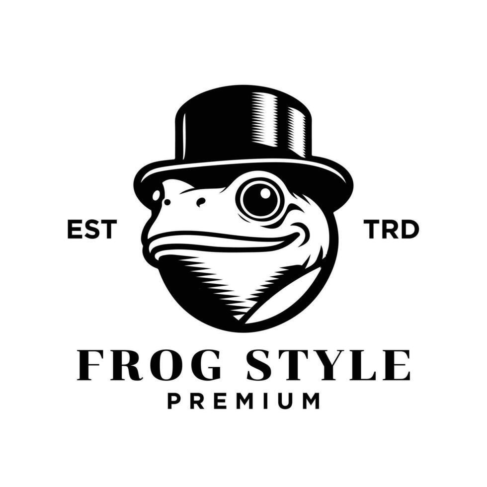 Frosch Gentleman Jahrgang Logo Symbol Design vektor