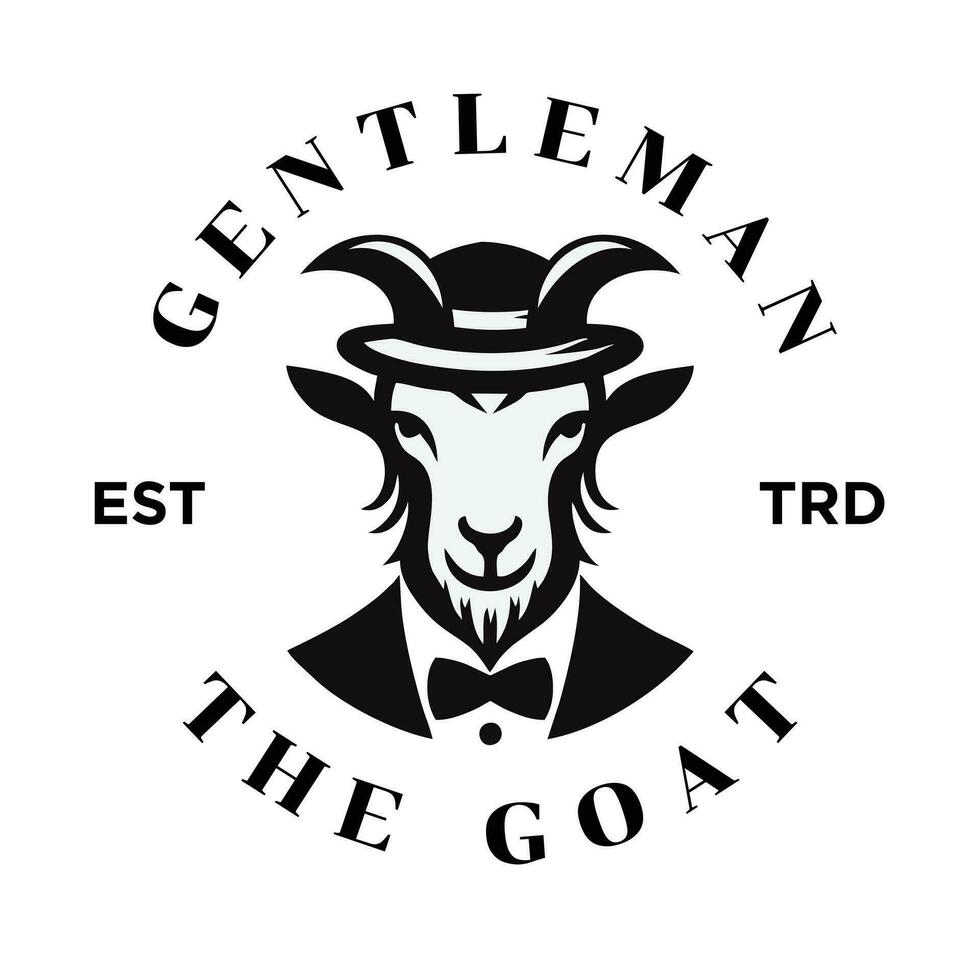 Ziege Gentleman Jahrgang Logo Symbol Design vektor