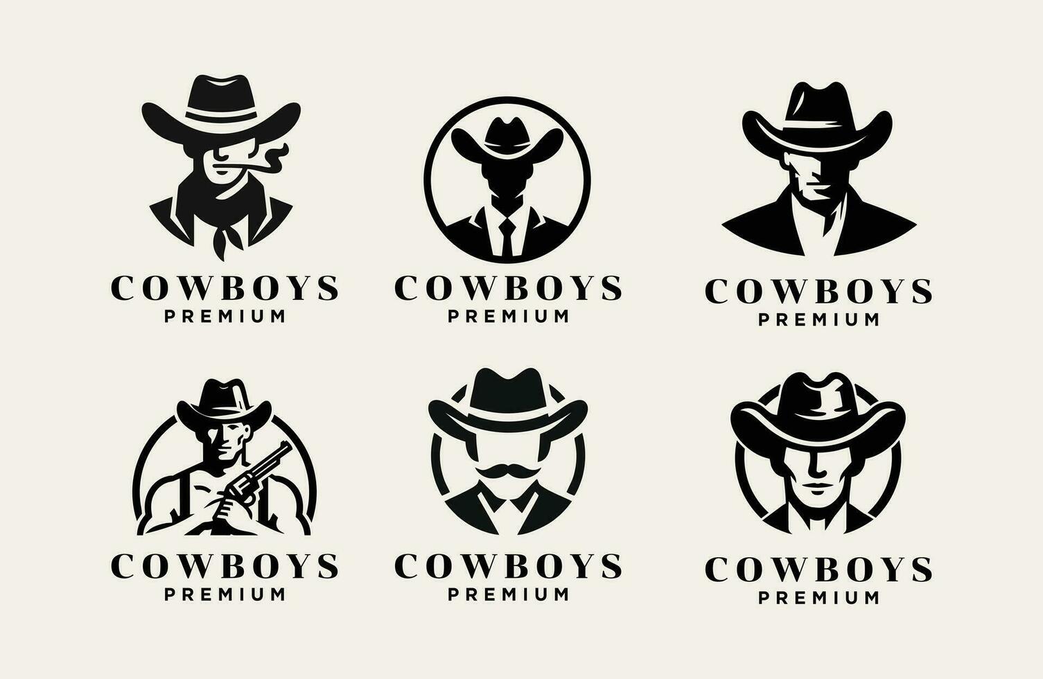 cowboy huvud främre ansikte logotyp ikon design vektor