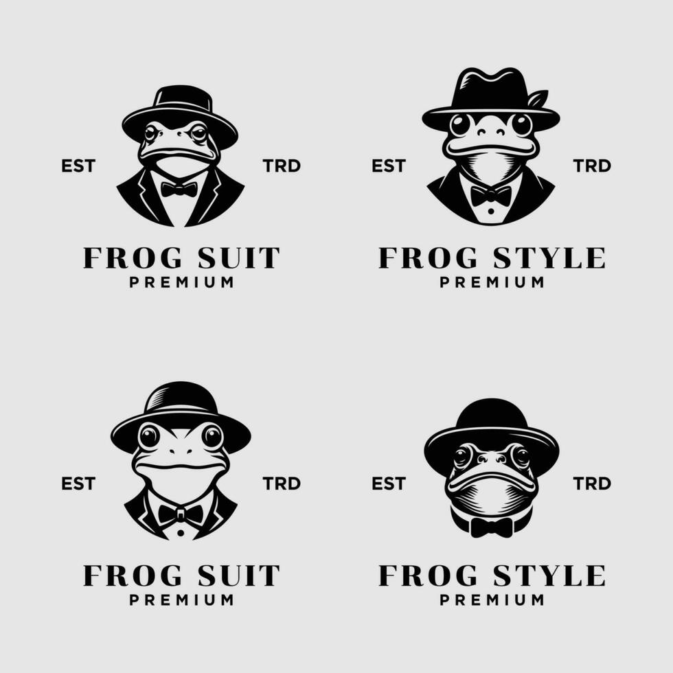 Frosch Gentleman Jahrgang Logo Symbol Design vektor