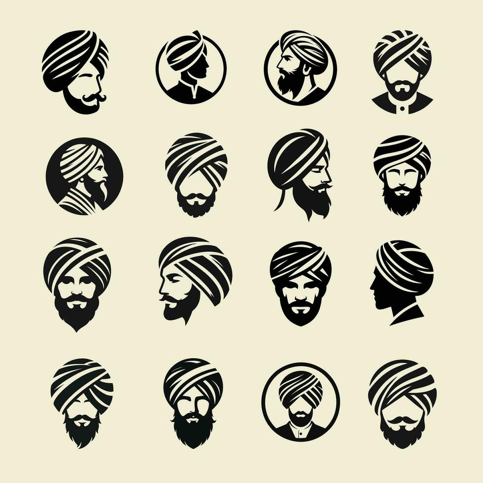Turban männlich Kopf Logo Symbol Design Illustration vektor