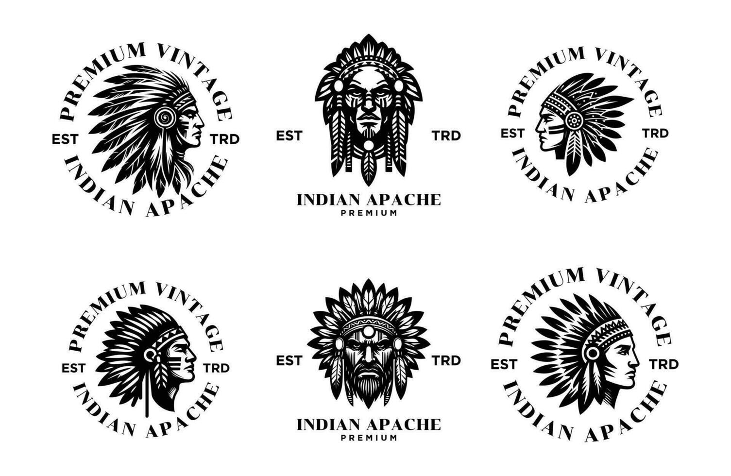 indisch Apache Stamm Logo Symbol Design vektor