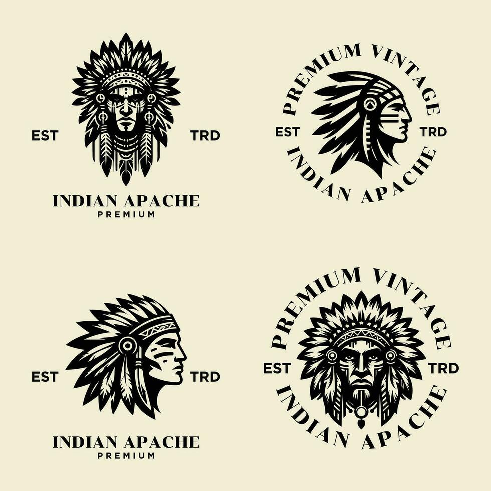 indisch Apache Stamm Logo Symbol Design vektor