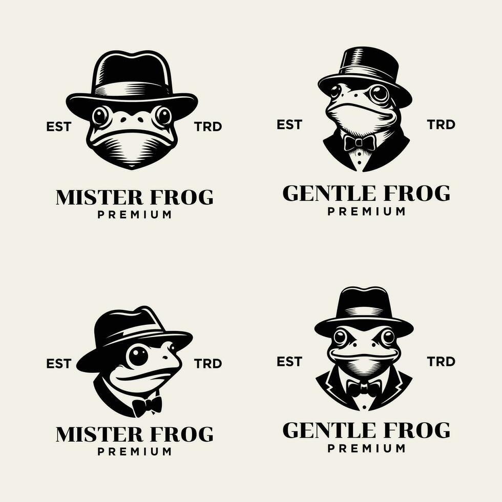 Frosch Gentleman Jahrgang Logo Symbol Design vektor