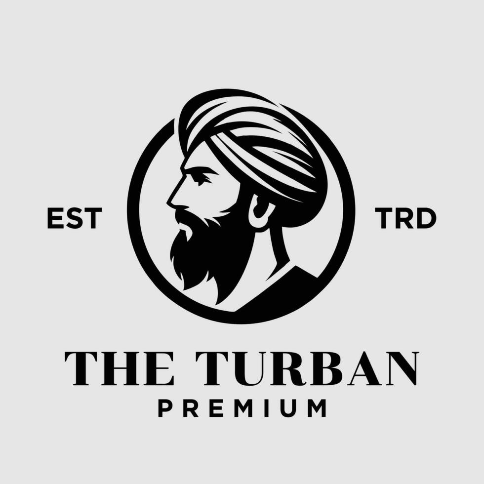 Turban männlich Kopf Logo Symbol Design Illustration vektor