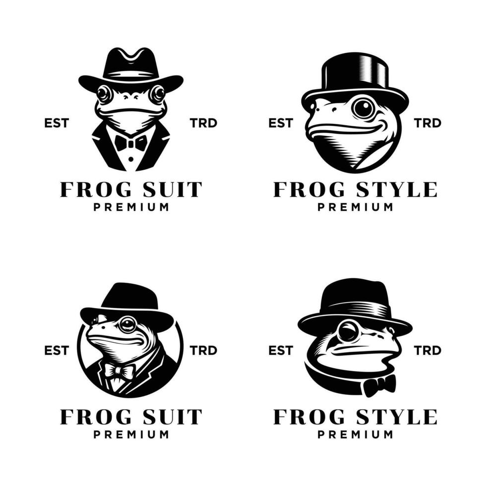 Frosch Gentleman Jahrgang Logo Symbol Design vektor