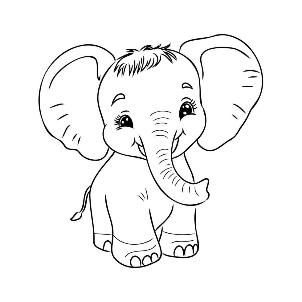 tecknad serie elefant skiss vektor