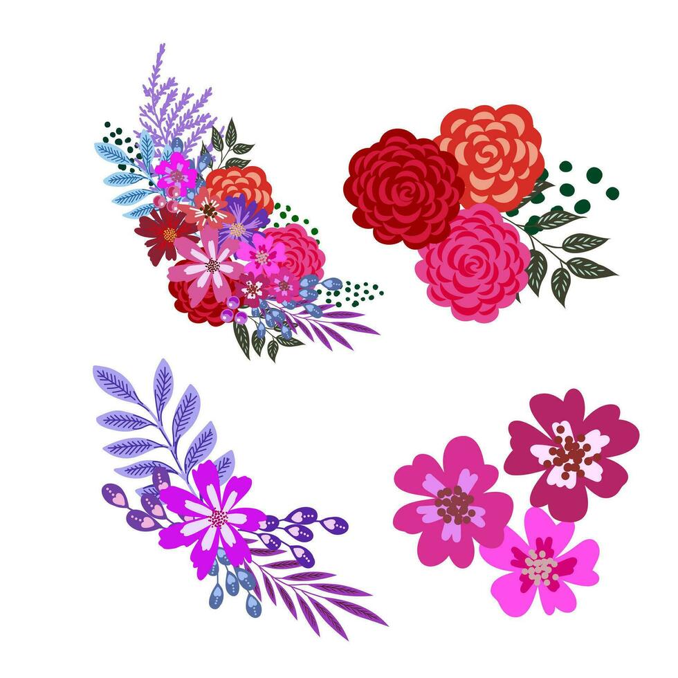 dekorativa blommor vektor skiss