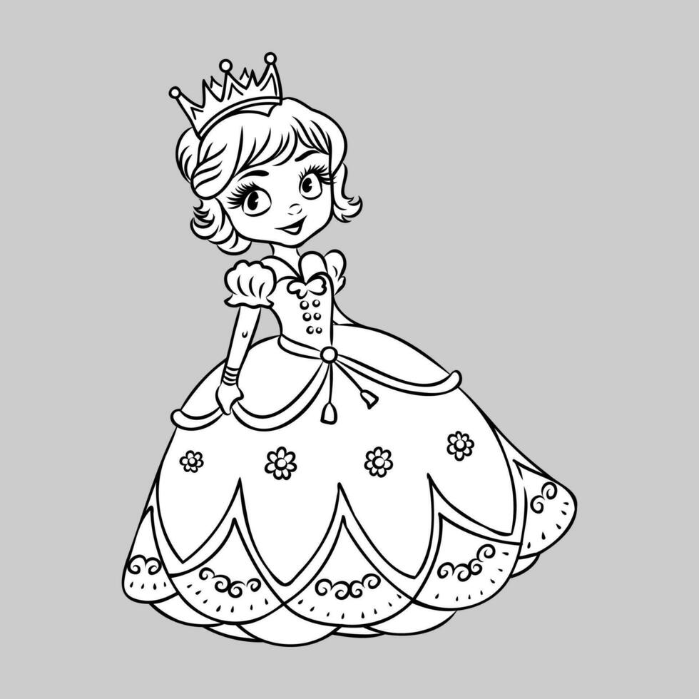 tecknad serie prinsessa vektor skiss