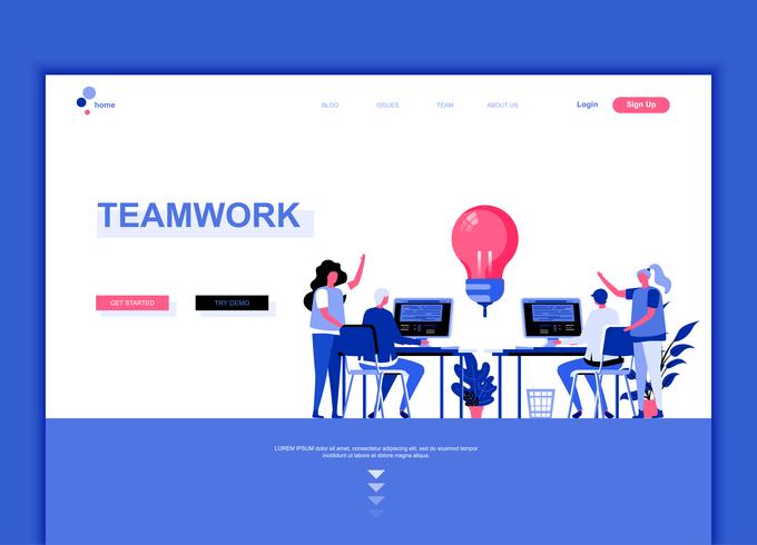 Modern platt webbdesign mall koncept för Teamwork vektor