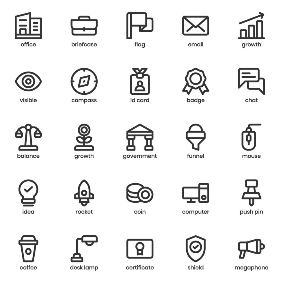 Business Icon Pack für Ihr Website-Design, Logo, App, Benutzeroberfläche. Business-Symbol-Gliederung-Design. Vektorgrafiken und bearbeitbare Striche. vektor
