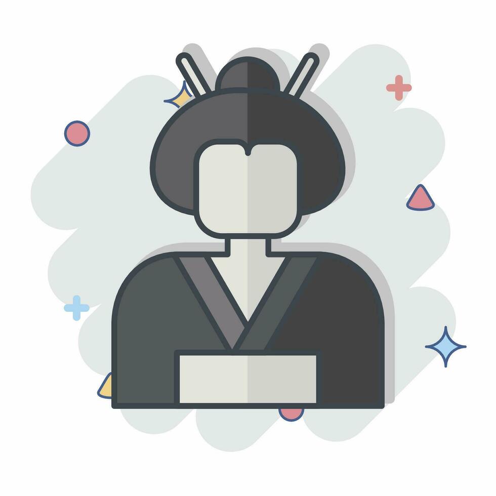 Symbol Geisha. verbunden zu Sakura Festival Symbol. Comic Stil. einfach Design editierbar. einfach Illustration vektor