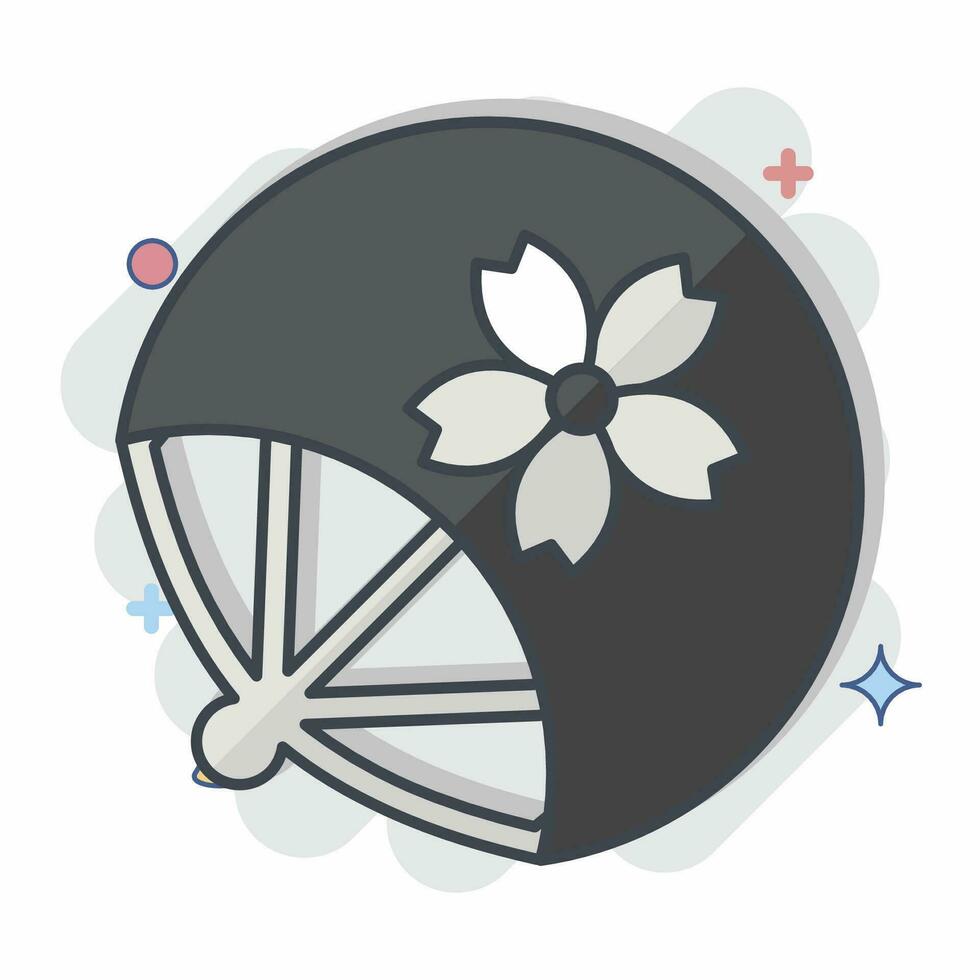 Symbol Fan. verbunden zu Sakura Festival Symbol. Comic Stil. einfach Design editierbar. einfach Illustration vektor