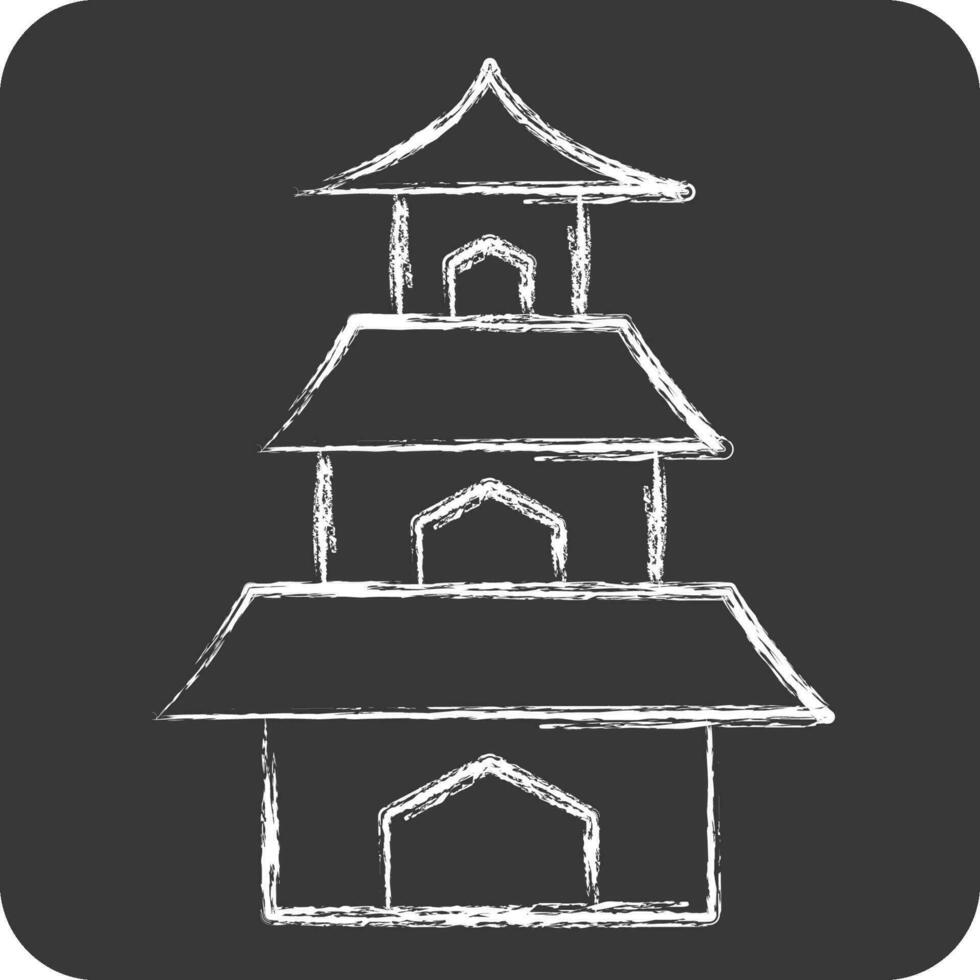 ikon tempel. relaterad till sakura festival symbol. krita stil. enkel design redigerbar. enkel illustration vektor