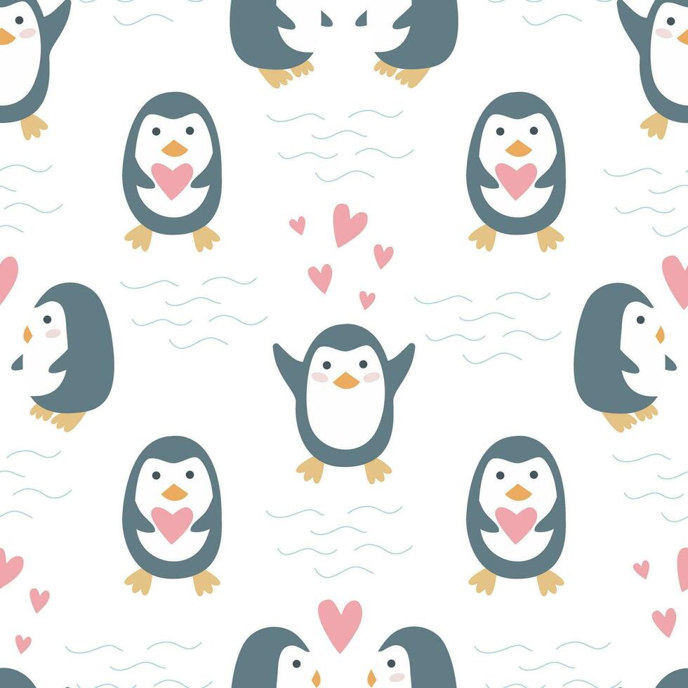 pingviner i kärlek sömlös mönster för valentines dag vektor