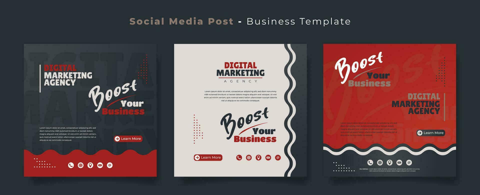 Sozial Medien Post Vorlage im rot schwarz Weiß und winken Hintergrund zum Werbung Design vektor