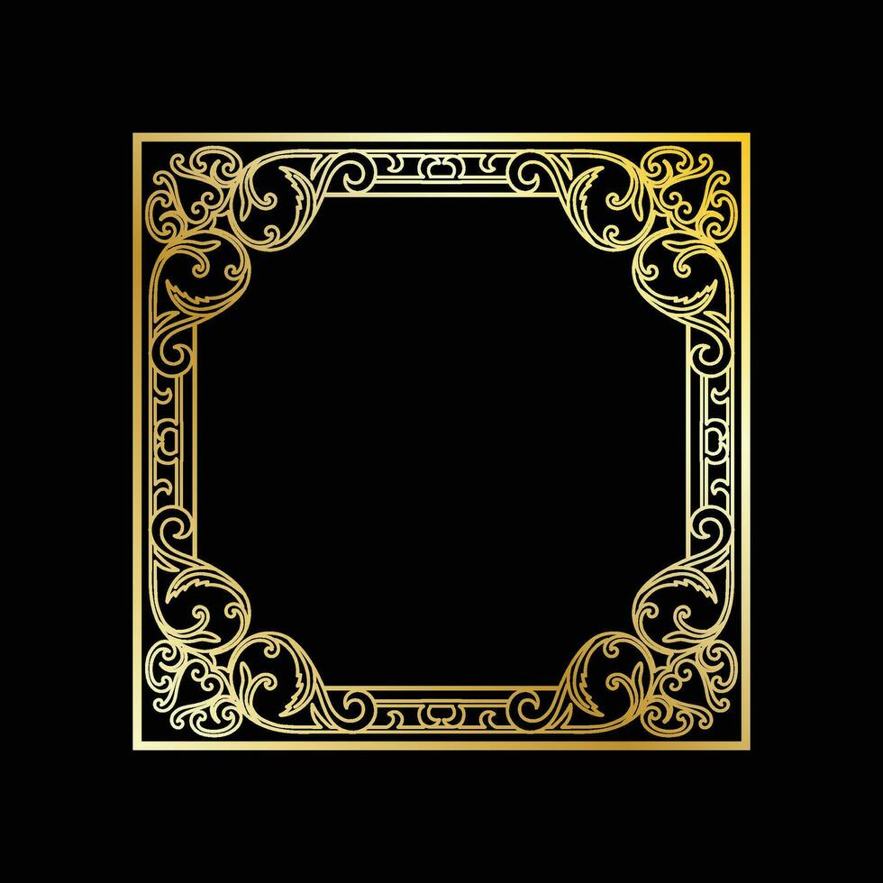 årgång gyllene fyrkant kunglig gräns ram med ornament vektor