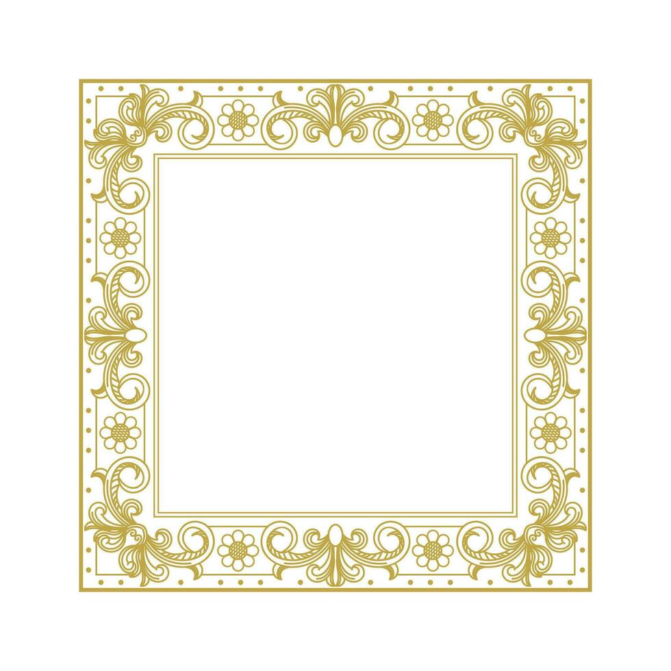 årgång gyllene fyrkant kunglig gräns ram med konst deco ornament vektor