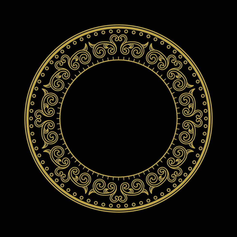 årgång gyllene runda kunglig gräns ram med konst deco ornament vektor