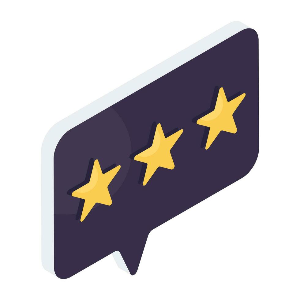 ett ikon design av kund recension, stjärnor inuti chatt bubbla vektor