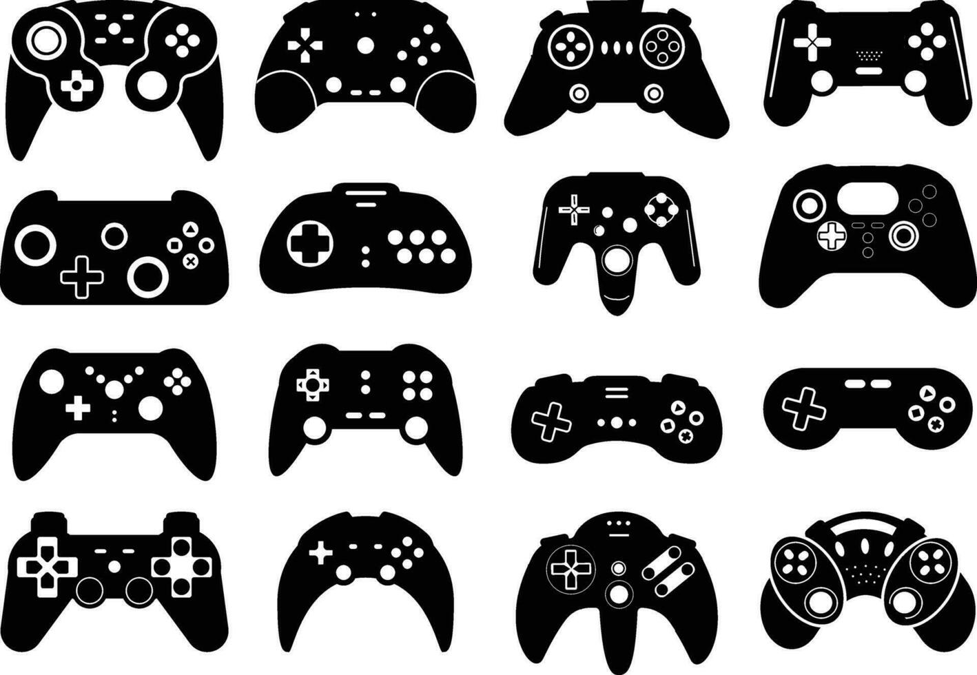 Video Spiel Regler kabellos Gamepad Symbol Vektor Illustration Silhouette Sammlung