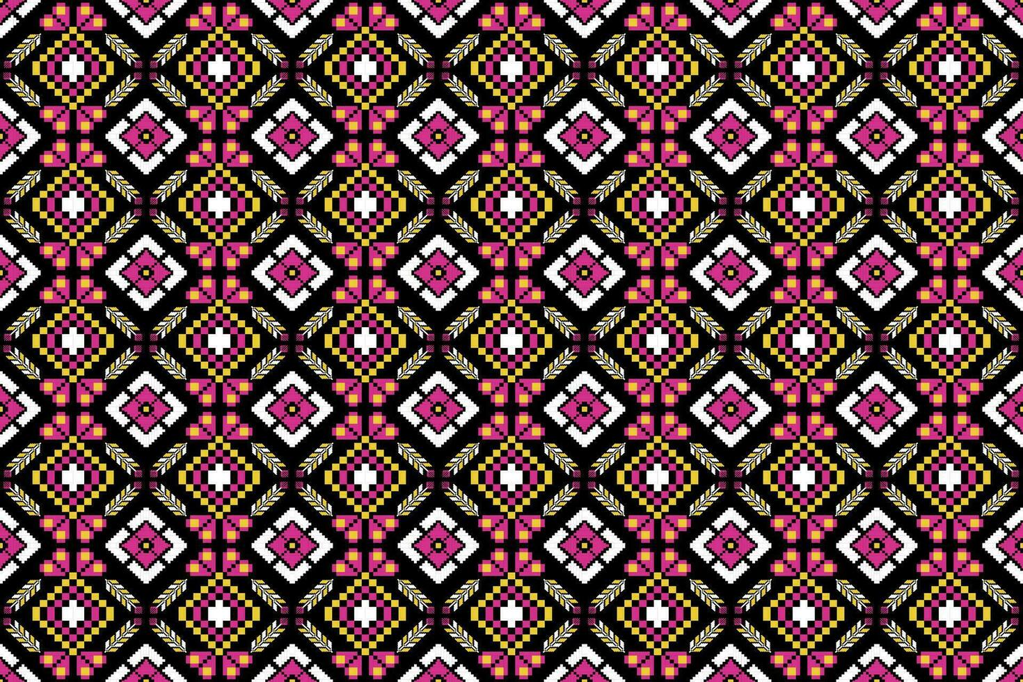 ethnisch asiatisch Sarong Stil Damast Pixel Kunst nahtlos Muster. Design zum Stoff, Teppich, Fliese, Stickerei, Verpackung, Textil, Hintergrund, und Hintergrund vektor