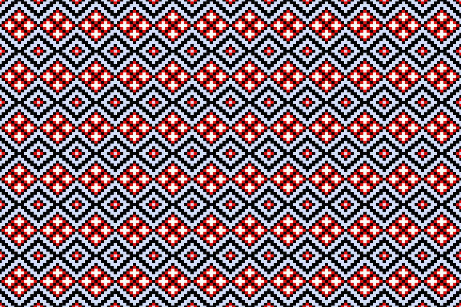 klassisch Pixel Kunst nahtlos Muster. Vektor Design zum Hintergrund, Stoff, Stickerei, Fliese, Teppich, Hintergrund, und Hintergrund