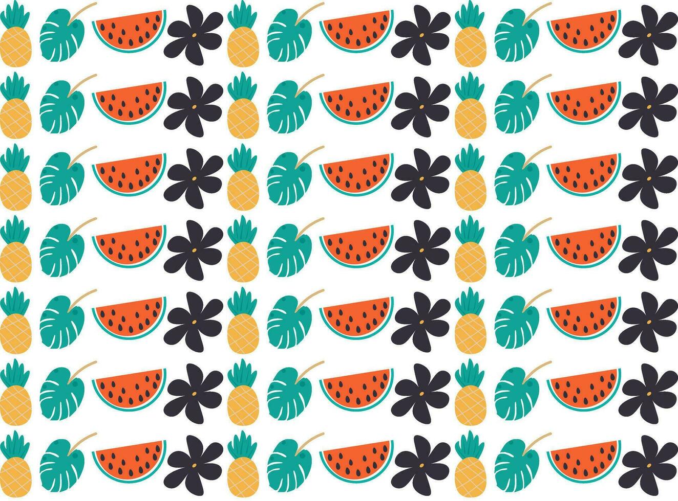 Wassermelone Vektor Illustration Ananas Hintergrund Muster tropisch Blatt und Blume