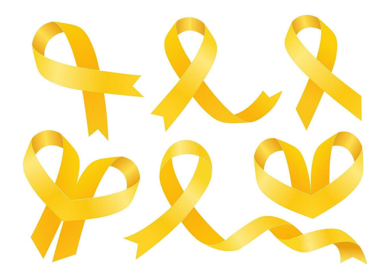 endometrios medvetenhet månad. stor uppsättning av gul band. vektor platt illustration.