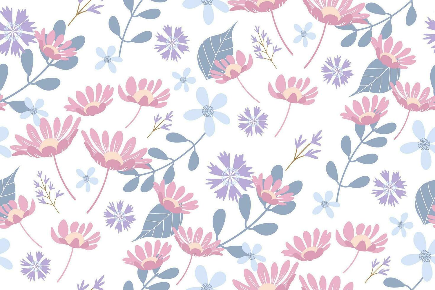blommig sömlös mönster bakgrund blomma motiv pastell Färg vektor illustration