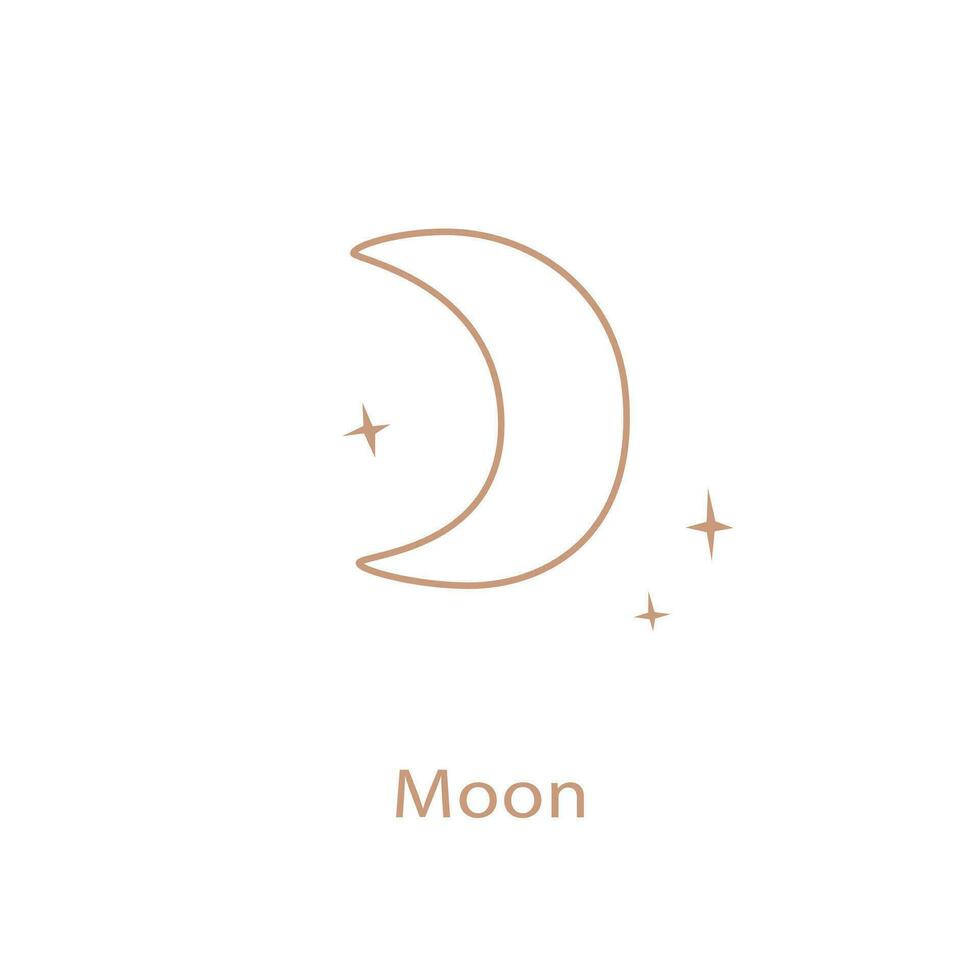 astrologisch Zeichen von das Mond, süß Kontur Stil. vektor