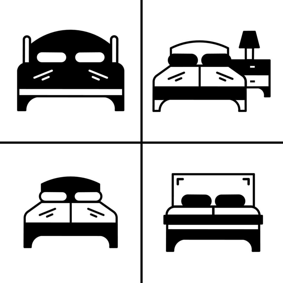 vektor svart och vit illustration av säng ikon för företag. stock vektor design.