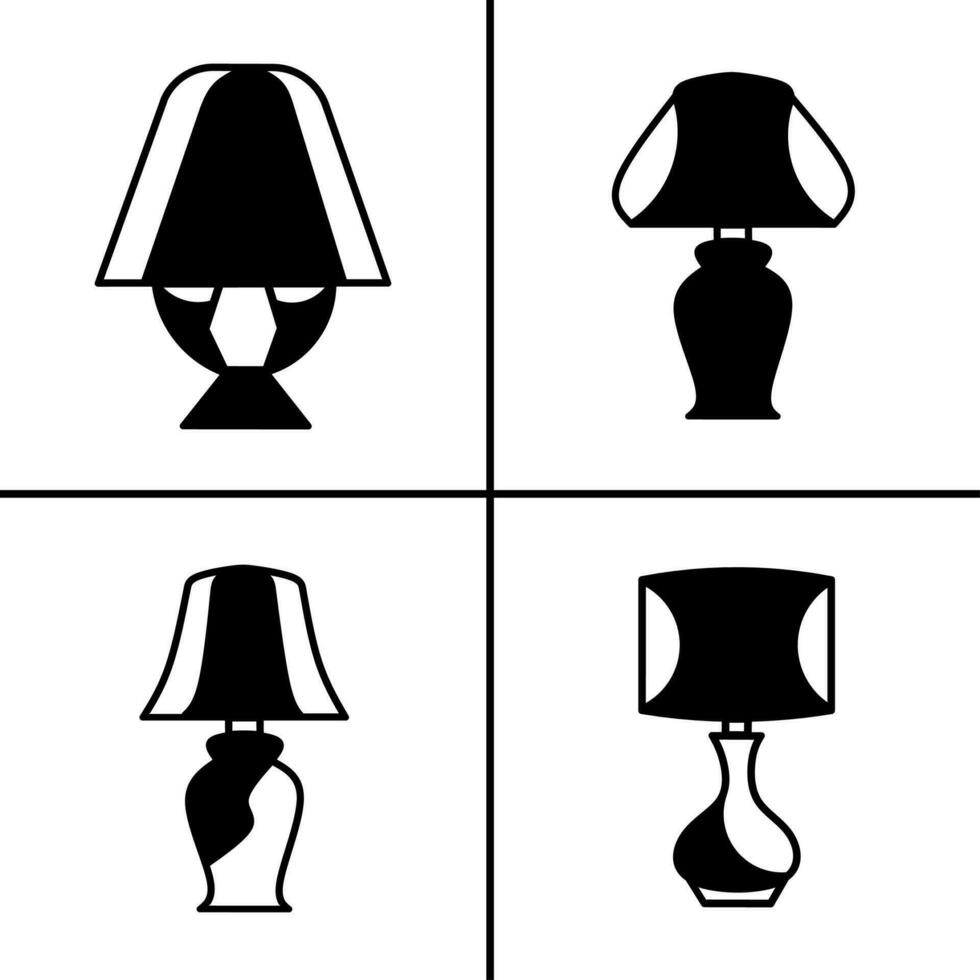 vektor svart och vit illustration av dekorativ lampa ikon för företag. stock vektor design.