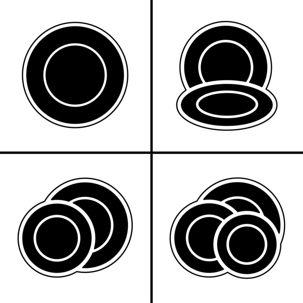 Vektor schwarz und Weiß Illustration von Teller Symbol zum Geschäft. Lager Vektor Design.